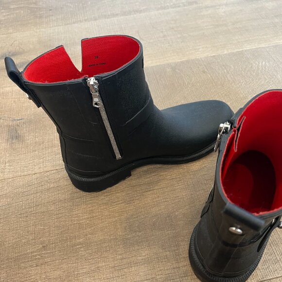 Rag and Bone Black Moto Rain Boots 39 / 8.5 - Picture 12 of 12